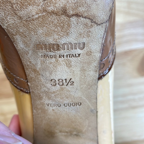 Miu Miu Patchwork Patent Leather Block Heels - Picture 14 of 15